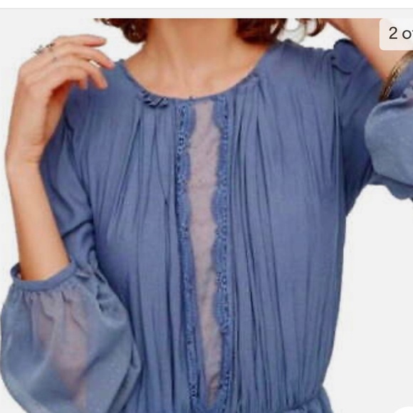 Free People Woman’s Boho Chic Long Sleeve Soul‎ Serene Blouse - Picture 2 of 7